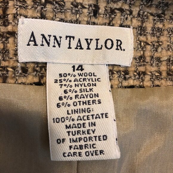 Ann Taylor Wool Blend Tweed Blazer | Size 14 | Classic Tailored Career Jacket - Picture 8 of 11